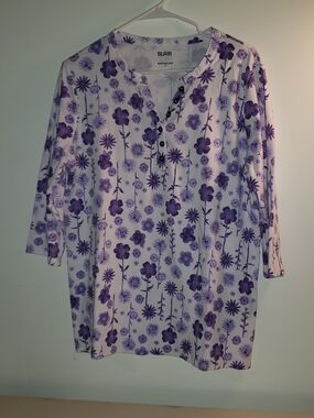 Blair Lavender and White Floral Henley